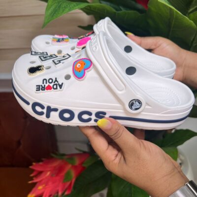 White Bayaband Crocs