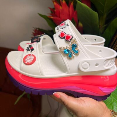 White & Multicolored Sole Sandal