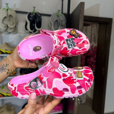 Pink Bape Crocs
