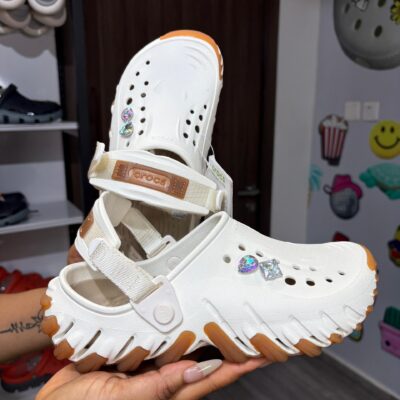 White/Brown Echo Crocs